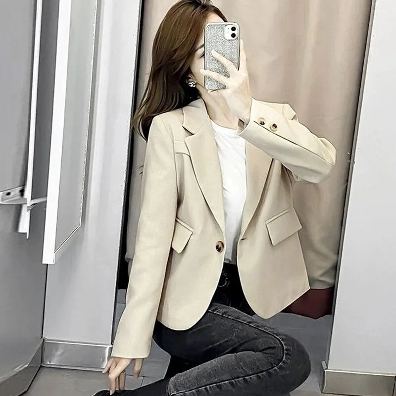 Wjczt Autumn Simple Elegant Black Blazer Women  Loose Suit Jackets Causal Tailored Coat Korean Fashion Lady Office Outwear New