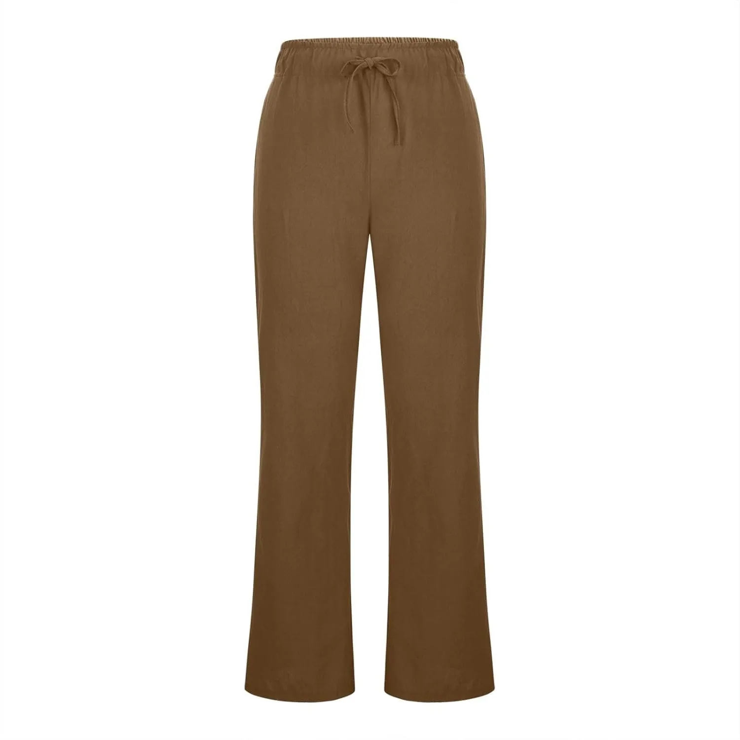 Women Wide Leg Cotton Linen Pants Casual High Waist Palazzo Pant Workout Loose Flowy Trouser with Pocket