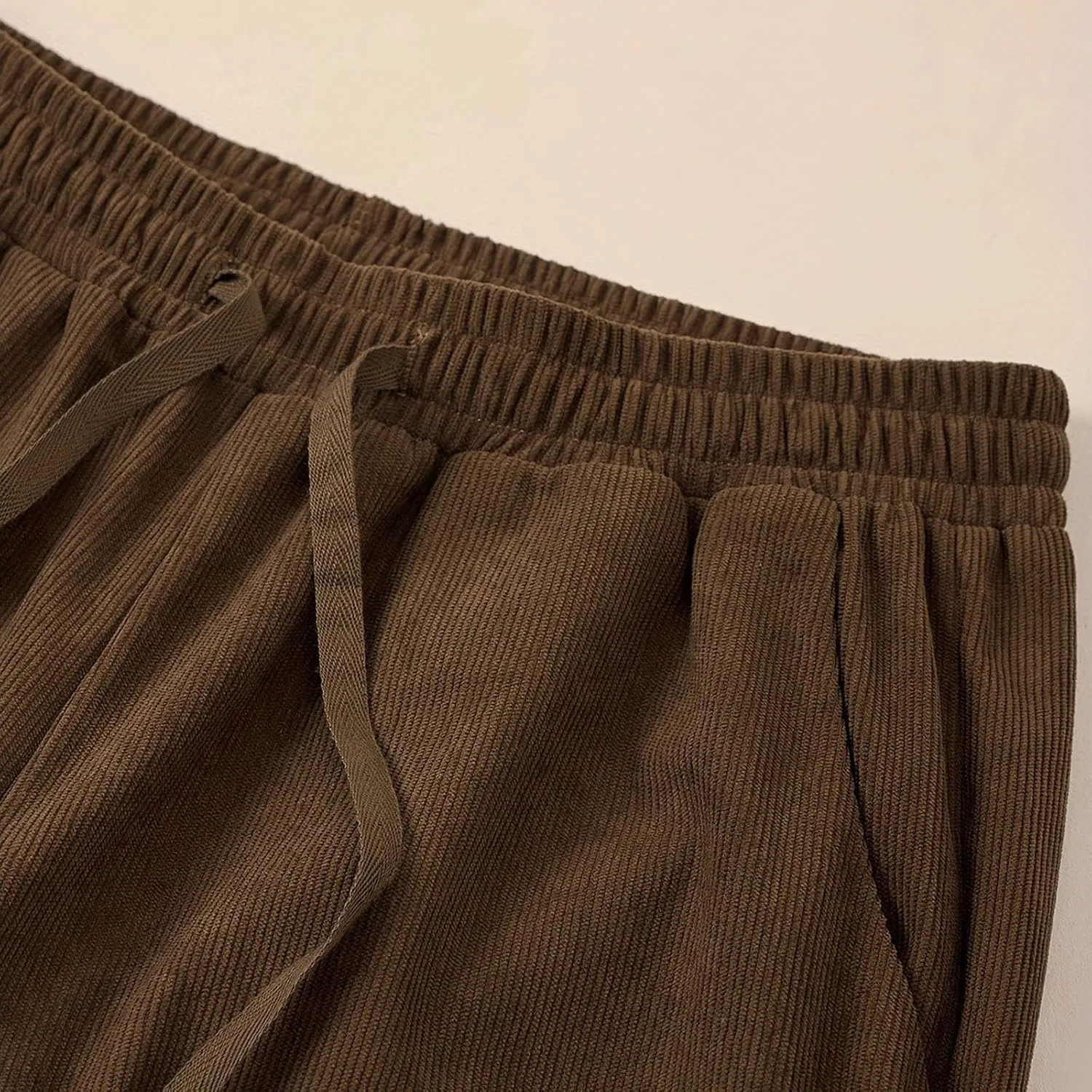 Womens Cotton Linen Straight Leg Pants High Waisted Drawstring Stretchy Business Work Casual Trousers with Pockets