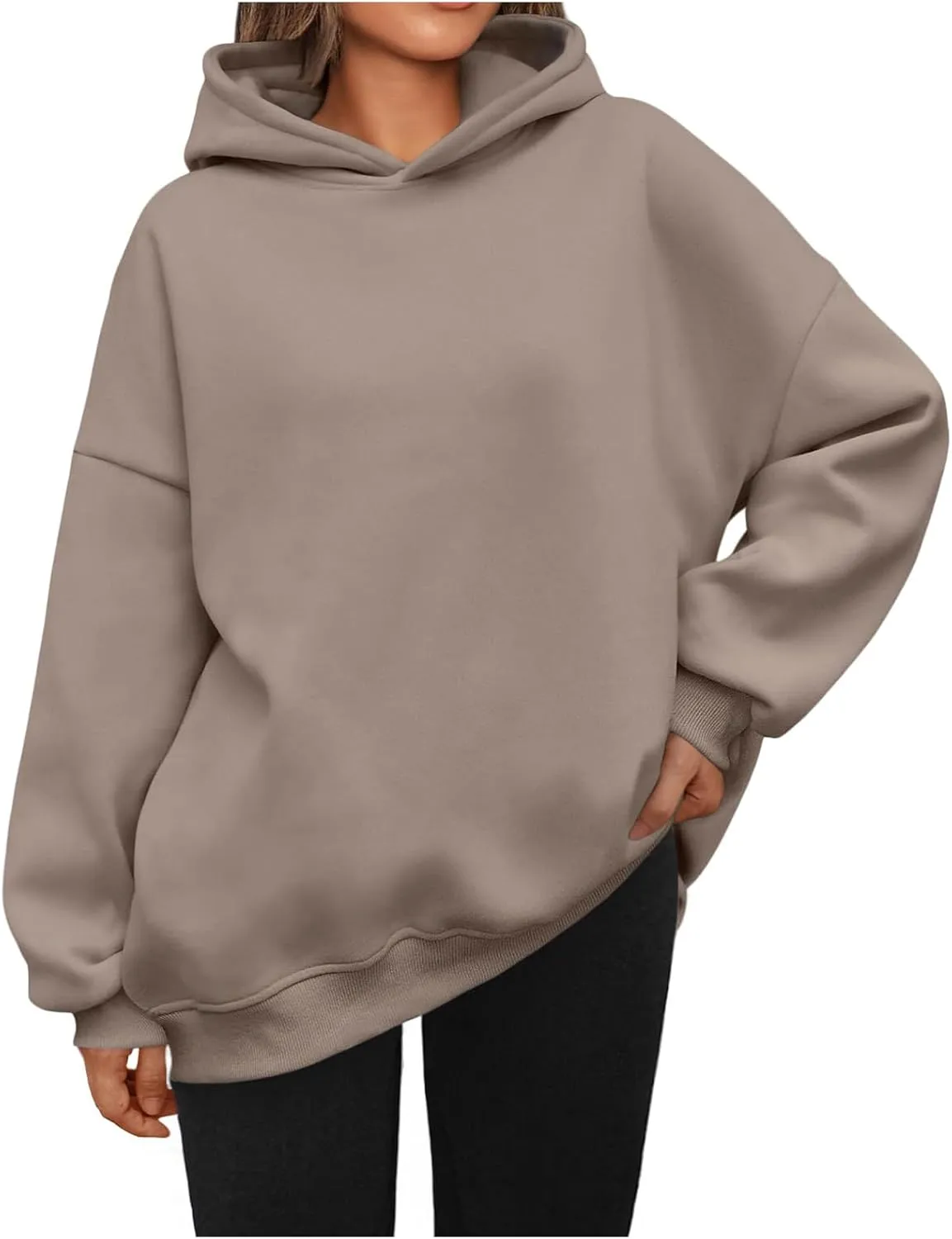 Womens Oversized Hoodies Casual Long Sleeve Hooded Sweatshirts Soft Comfy Solid Fleece Pullover Tops with Pocket