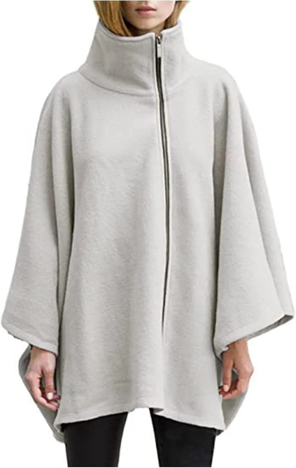 Womens Trendy Shawls and Wraps High Neck Zip up Lightweight Soft Wool Poncho Cape Solid Comfy Blanket Sweatshirts