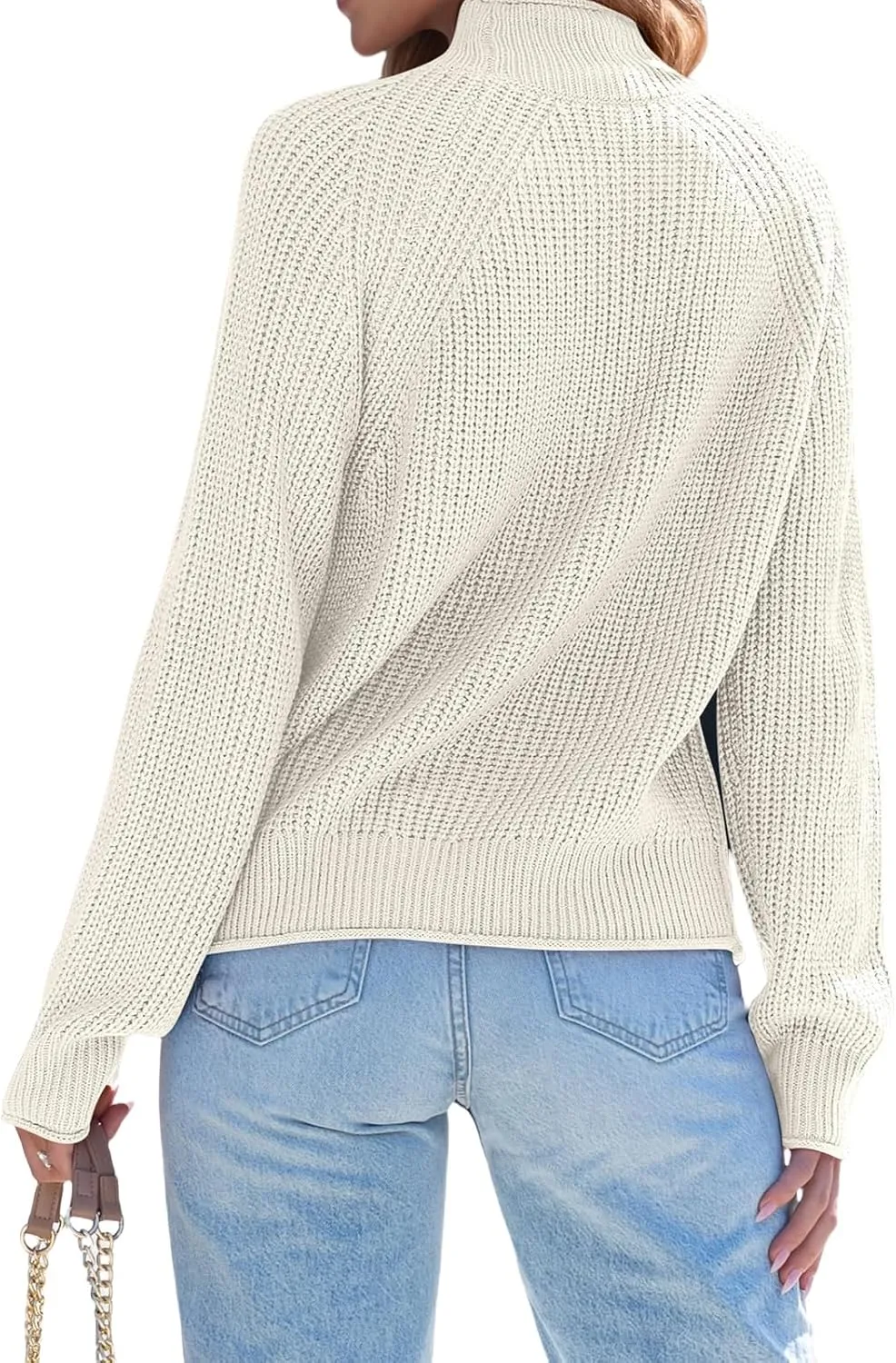 Womens Turtleneck Oversized Sweaters Long Sleeve Pullover Ribbed Knit Jumper Casual Soft Sweater Tops