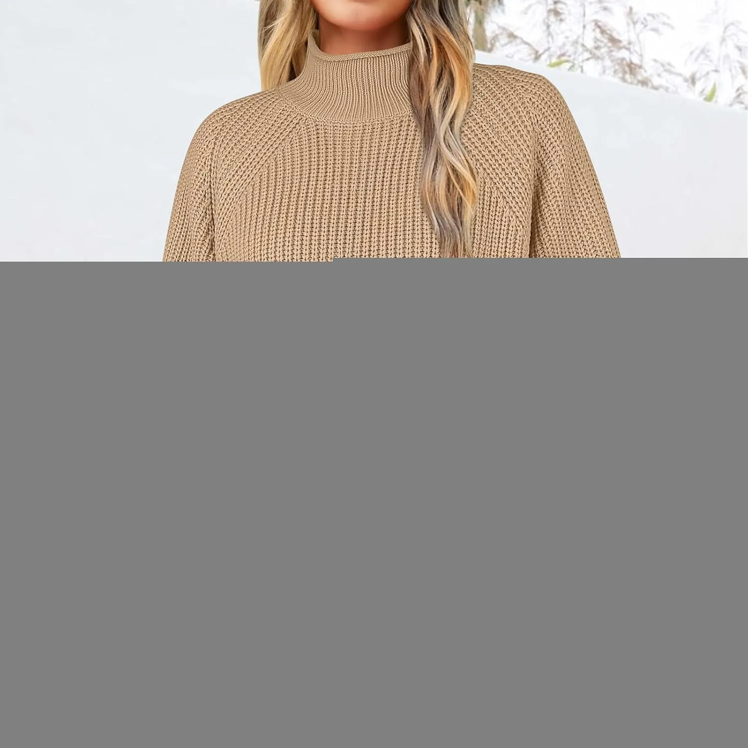 Womens Turtleneck Oversized Sweaters Long Sleeve Pullover Ribbed Knit Jumper Casual Soft Sweater Tops